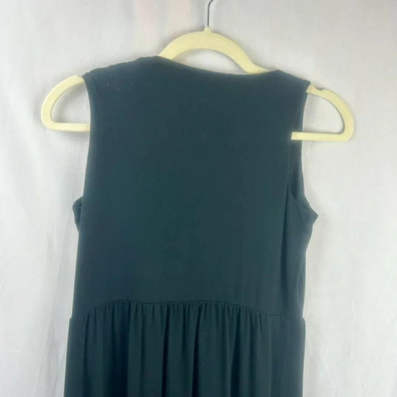 J Jill Wearever Knit Havana Dress Women XS‎ Black Maxi Faux Wrap Flower Stretch - Picture 9 of 11